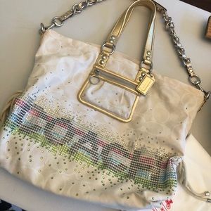 Coach canvas and rhinestone tote bag
